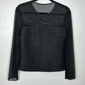 Ribkoff Trends Vintage Black Long Sleeve Mesh Blouse Top Size 14